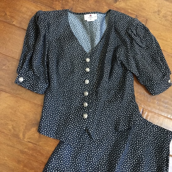 Designer Emanuel UNGARO Italy 38 4 Black Silver Button Jacket Top Skirt Set - Picture 2 of 8